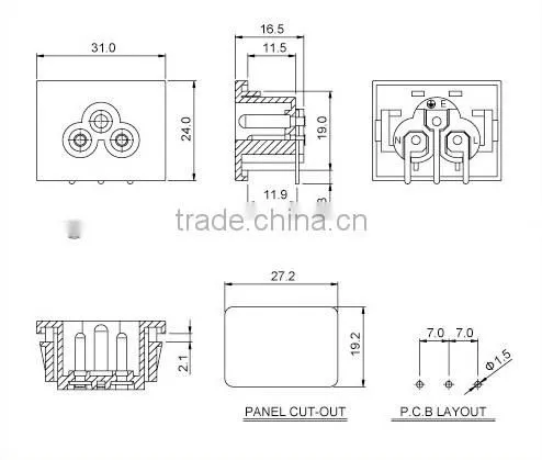 IEC 60320 Mickey C6 inlet socket