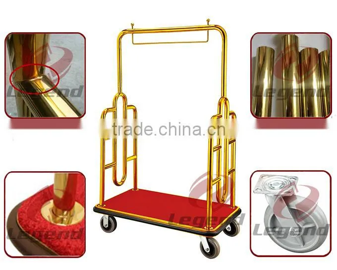 Brushed Finished Luxury Hotel Baggage Bellman Cart