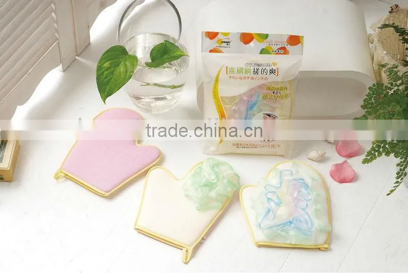 wholesale high grade flower sponge shower gloves ,exfoliating gloves bath mitt wholesale