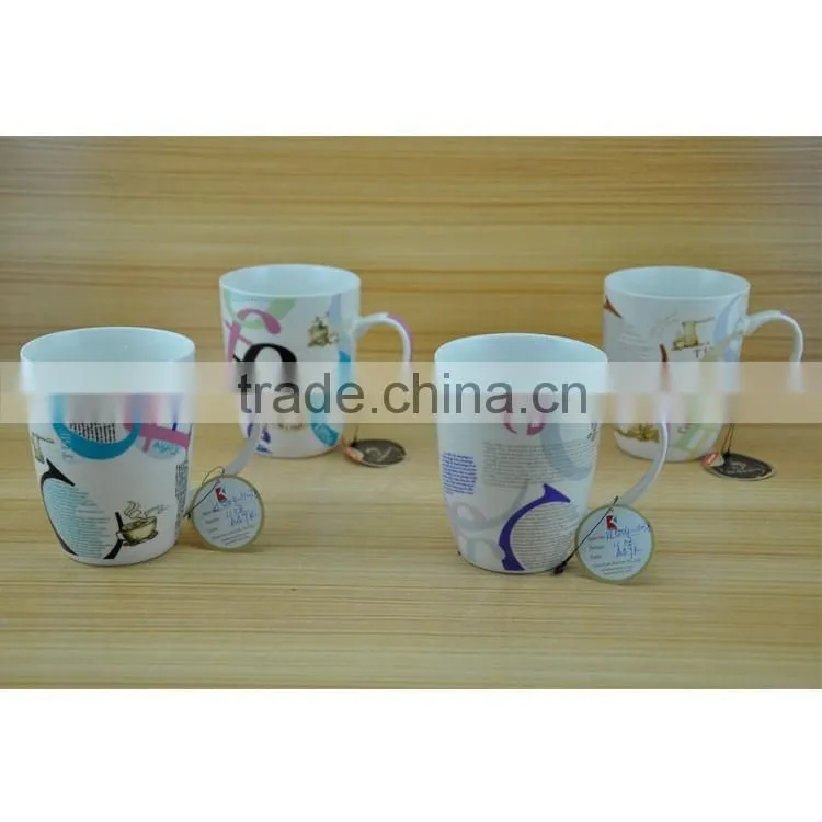 wholesale decal printed promotion gift cup white magnesia porcelain mug new bone china