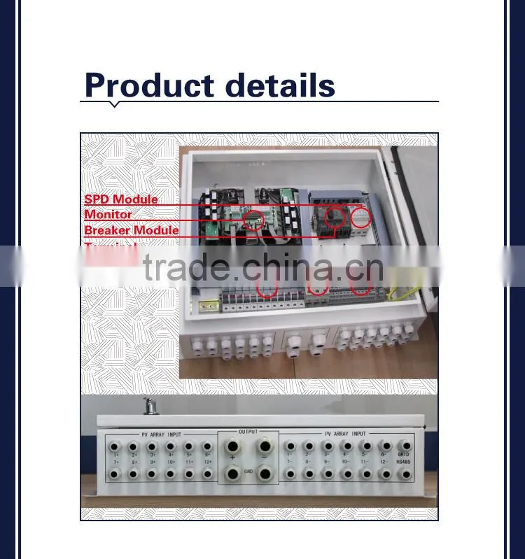 Vmaxpower solar array box 12 string with the SPD waterproof with plastic box