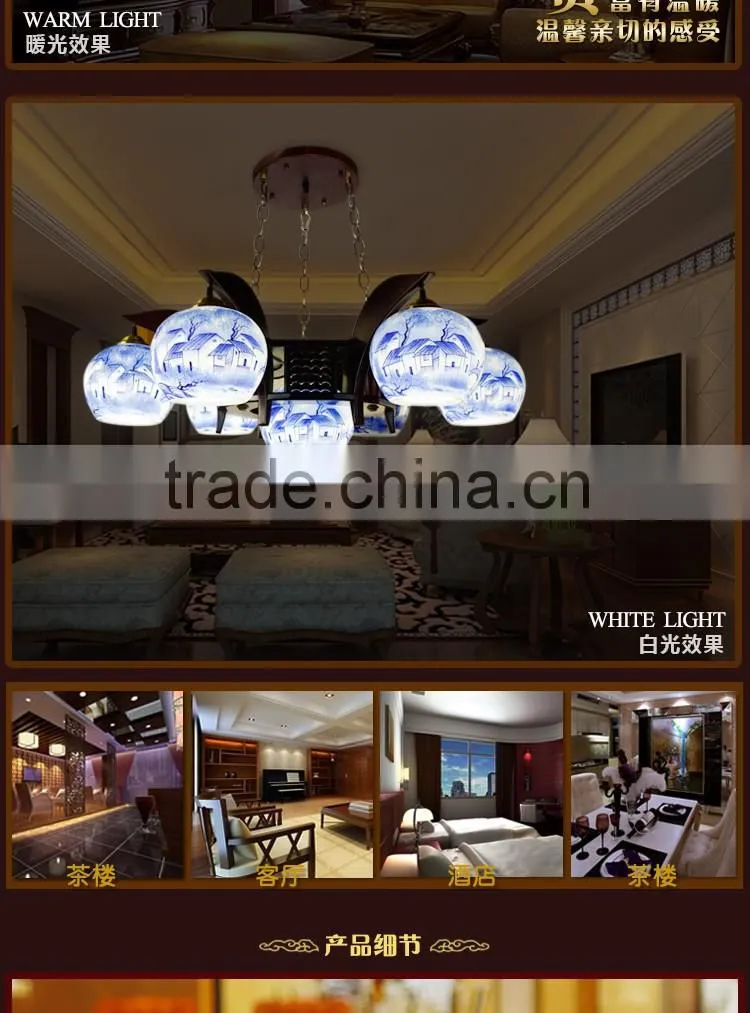 Modern decorative ceiling lamp, ceramic carved wood ceiling light