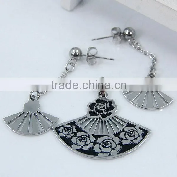 Fashion laser cut pendant Stainless steel jewelry set