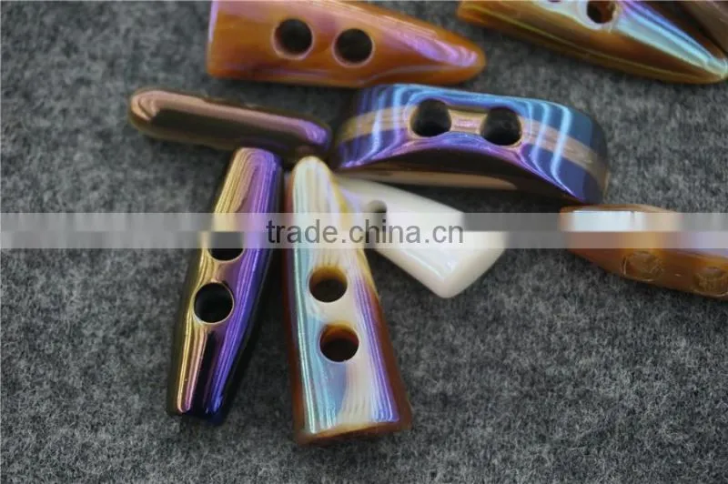 SPECIAL PLATING COLORFUL RESIN TOGGLE BUTTON FOR GARMENT ACCESSORIES