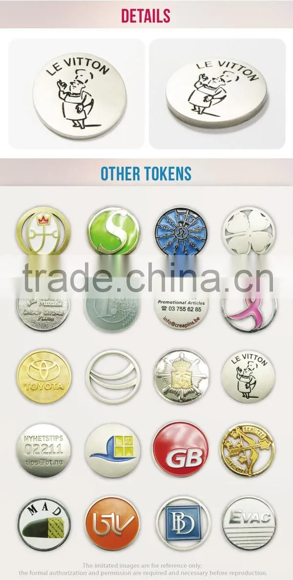 Wholesale blank market cart soft cloisonne custom trolley token