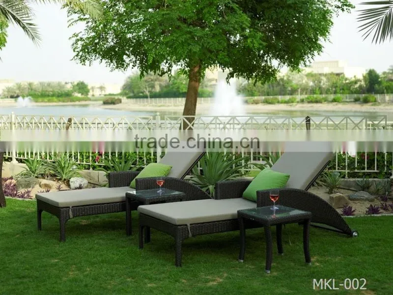 Synthetic Rattan Sun Lounger - Classic Wicker Rattan Sunbed with 1.2mm thickness Alu Frame, Power Coated Woven by Rattan, Wicker
