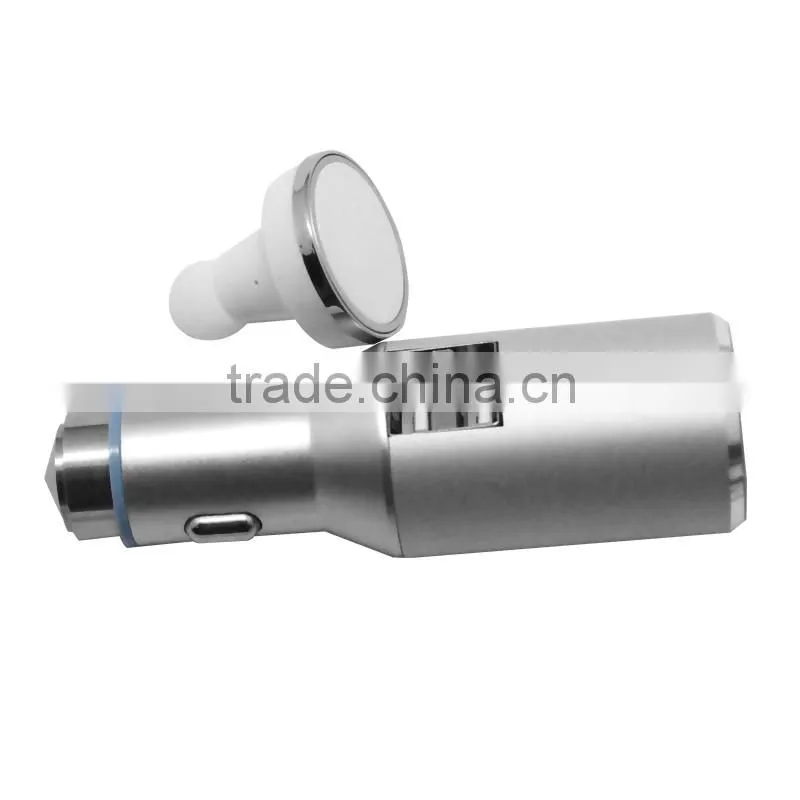 Metal USB Car Charger With Bluetooth Earphone, Phone Car Charger