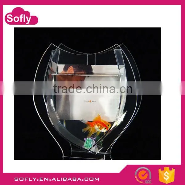 New Design Plexiglass Wall Aquarium Vertical, Round Glass Aquarium