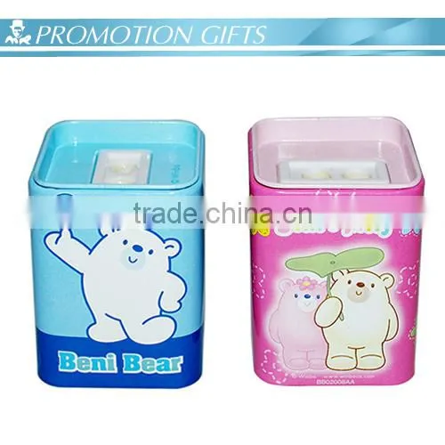 Hot saling cosmetic tin box pencil sharpener as promotional gifts