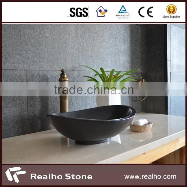 Chinese Absolute Black Granite Bathroom Round Bowl Sink