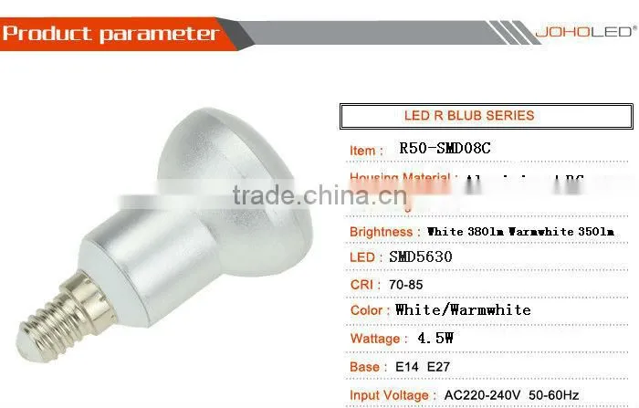 4.5W R50 Base Holder E14 LED Bulb Plastic Cover Bulb
