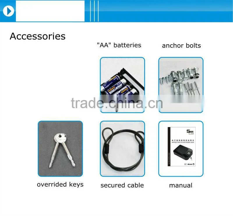 portable electronic car safe with security cable/ pistol safe