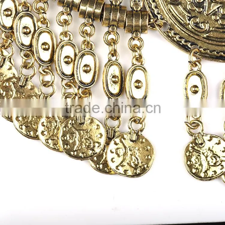 Trendy vintage alloy tassels coin necklace