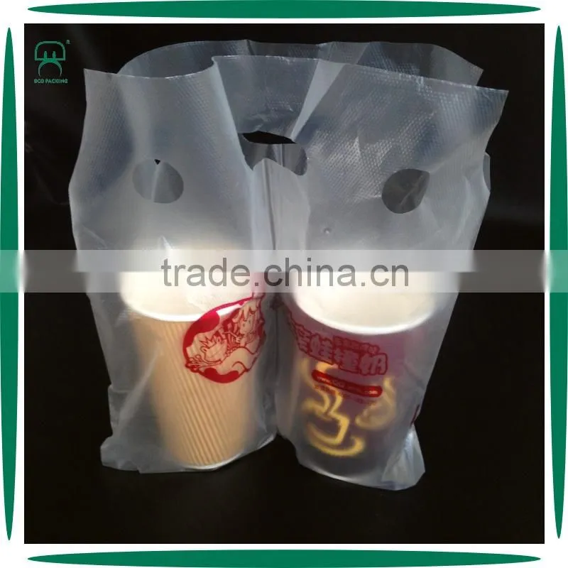 Custom LogoTake Away Coffee Cup Holder Plastic Bag