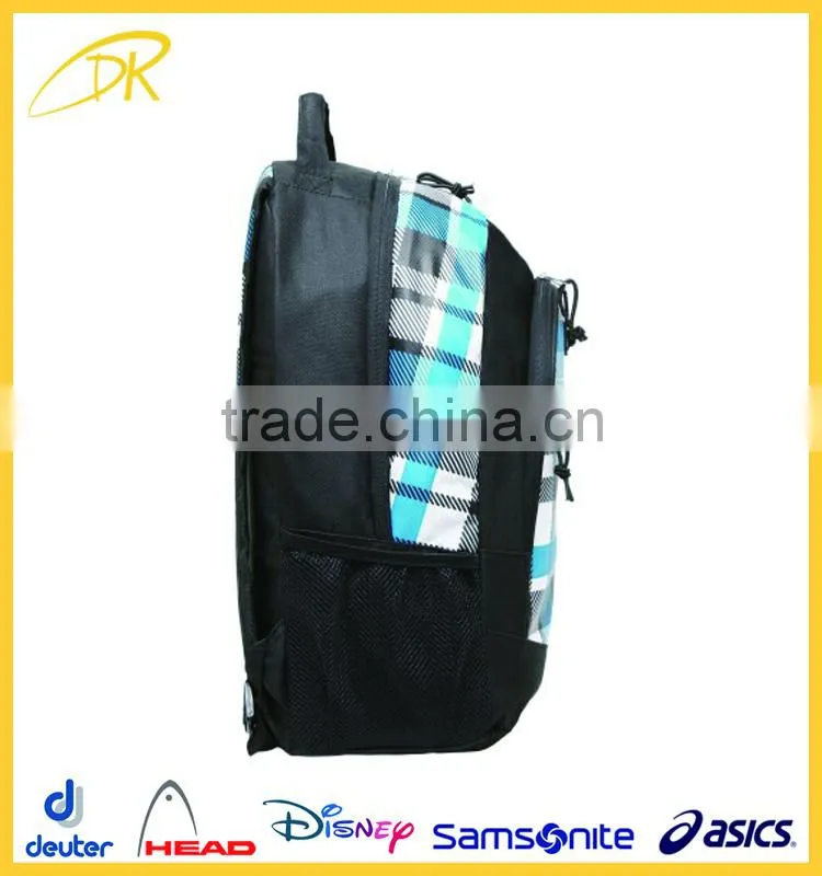 High school Oversized Blue Plaid Multi compartment Backpack for School, middle school backpack