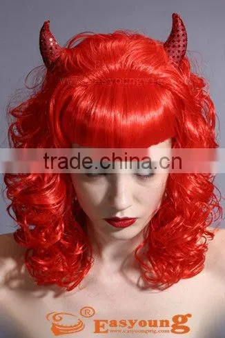 Custom made cospaly wigs, cheap synthetic red hair color witch halloween wigs