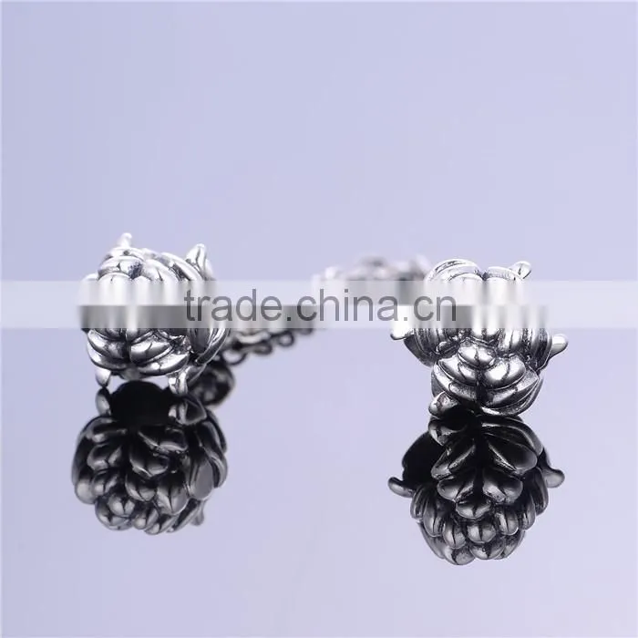 Solid Silver Flower Safety Chain fit for Silver European Brand Bracelet