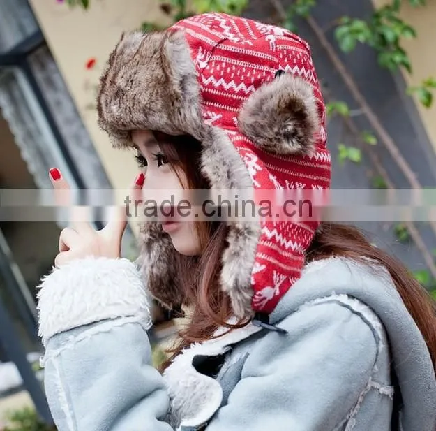 Wholesale Russia winter hat fox fur cap