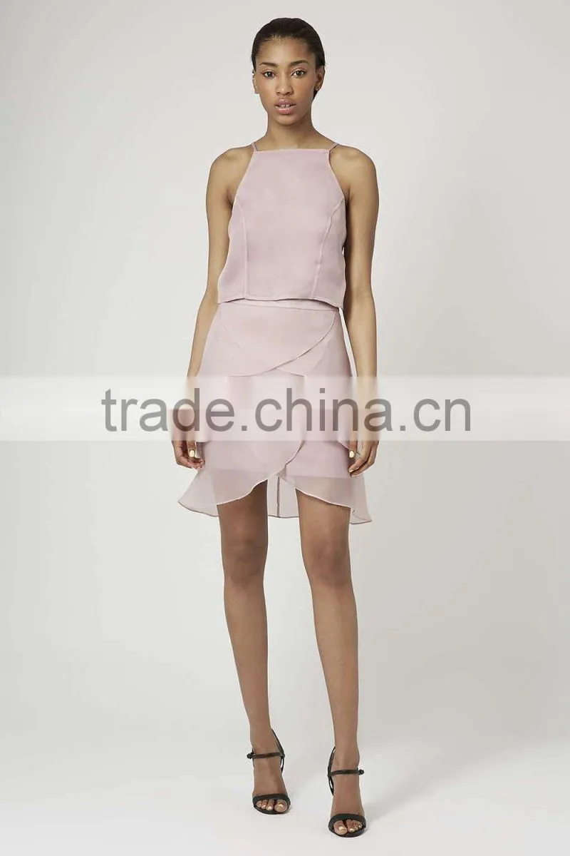 2015 Stylish Girl's Short Pink Chiffon Pleated Skirt Woman's Organza Petal Straight Skirt