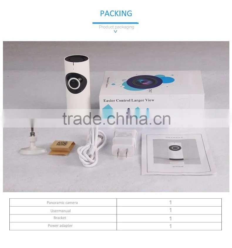 720P HD 360 degree fisheye Wireless IP Panoramic CCTV Camera