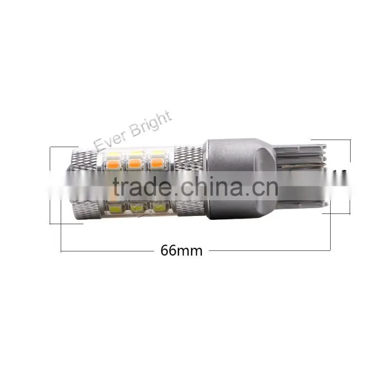 Guangzhou car led light 2835 42SMD two color white amber led brake light t20 w21/5w 7443 led
