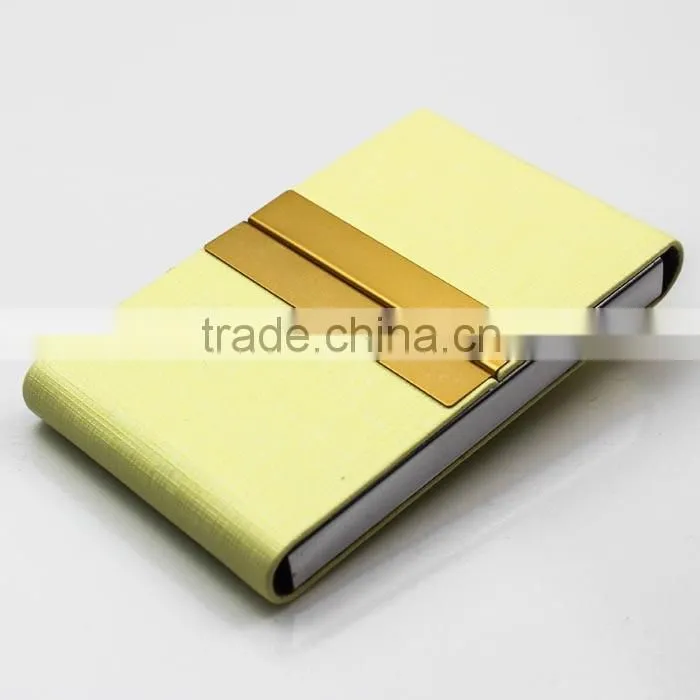 Foldable two sides PU leather business name card holder 4" vertical for credit card and name card