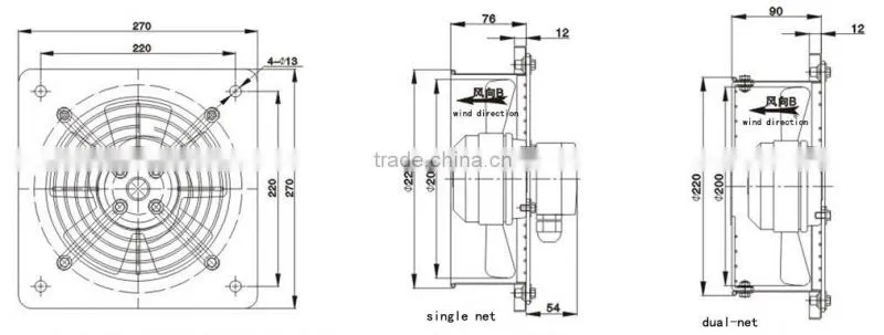 380v 2700rpm low noise large volume square type external rotor axial fan
