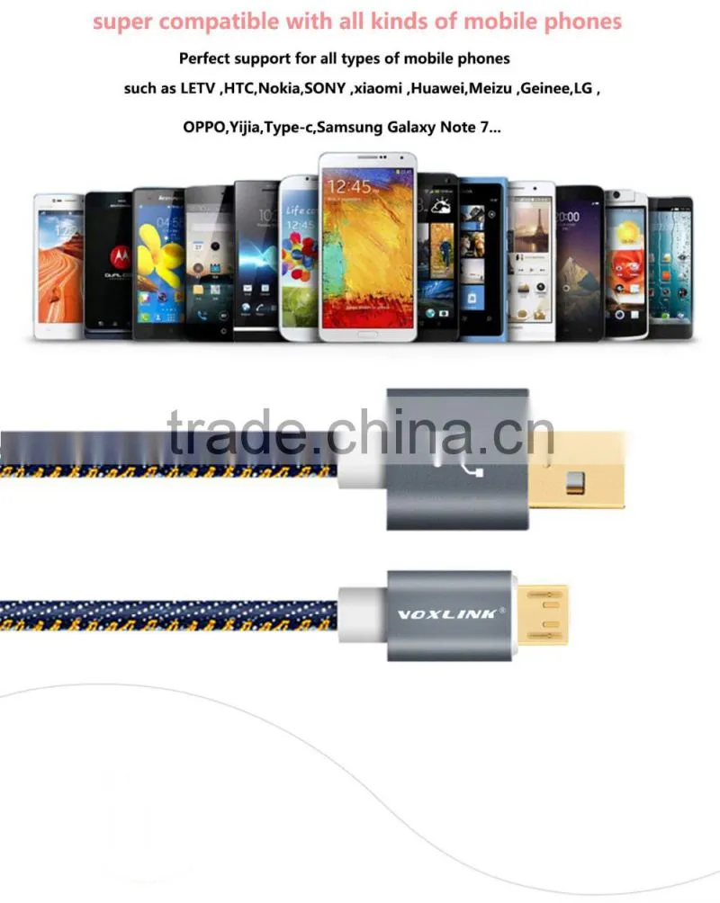 Voxlink fast charging 5V 2a Denim Gold plated 1m USB type c charger cable for macbook