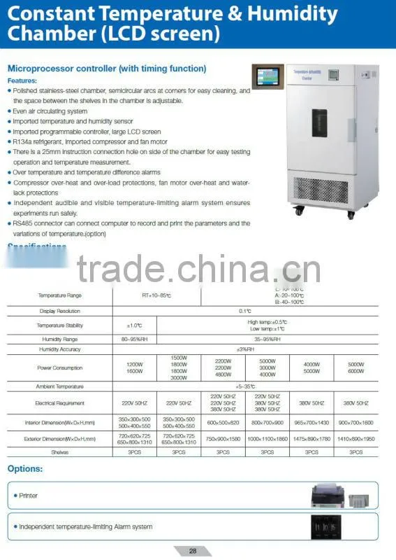 BPS-100CL LCD screen Capacity 100L ,-10 to 100degree constant temperature and humidity chamber