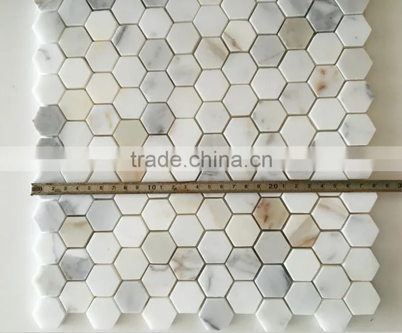 calacatta gold marble hexagon polished mosaic