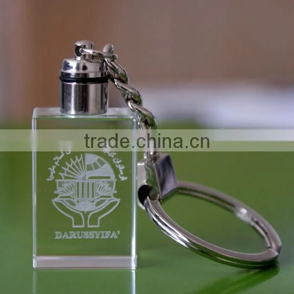 rectangle lasered led lamp cyrstal keyring