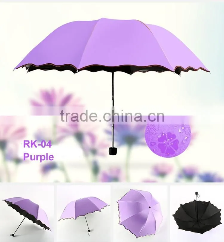 Meet water show the flower sun umbrella with UV, 3 folding umbrella
