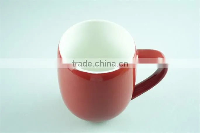 Red colored ceramic stoneware milk mug with handle / unique shaped glazed mugs