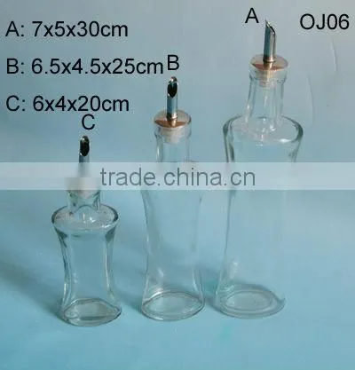 80-260ml clear cylinder glass oil bottle with little pipe/tube
