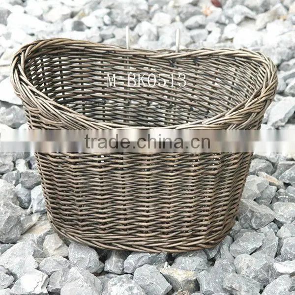 Oval wicker bicycle basket & bicycle accessory