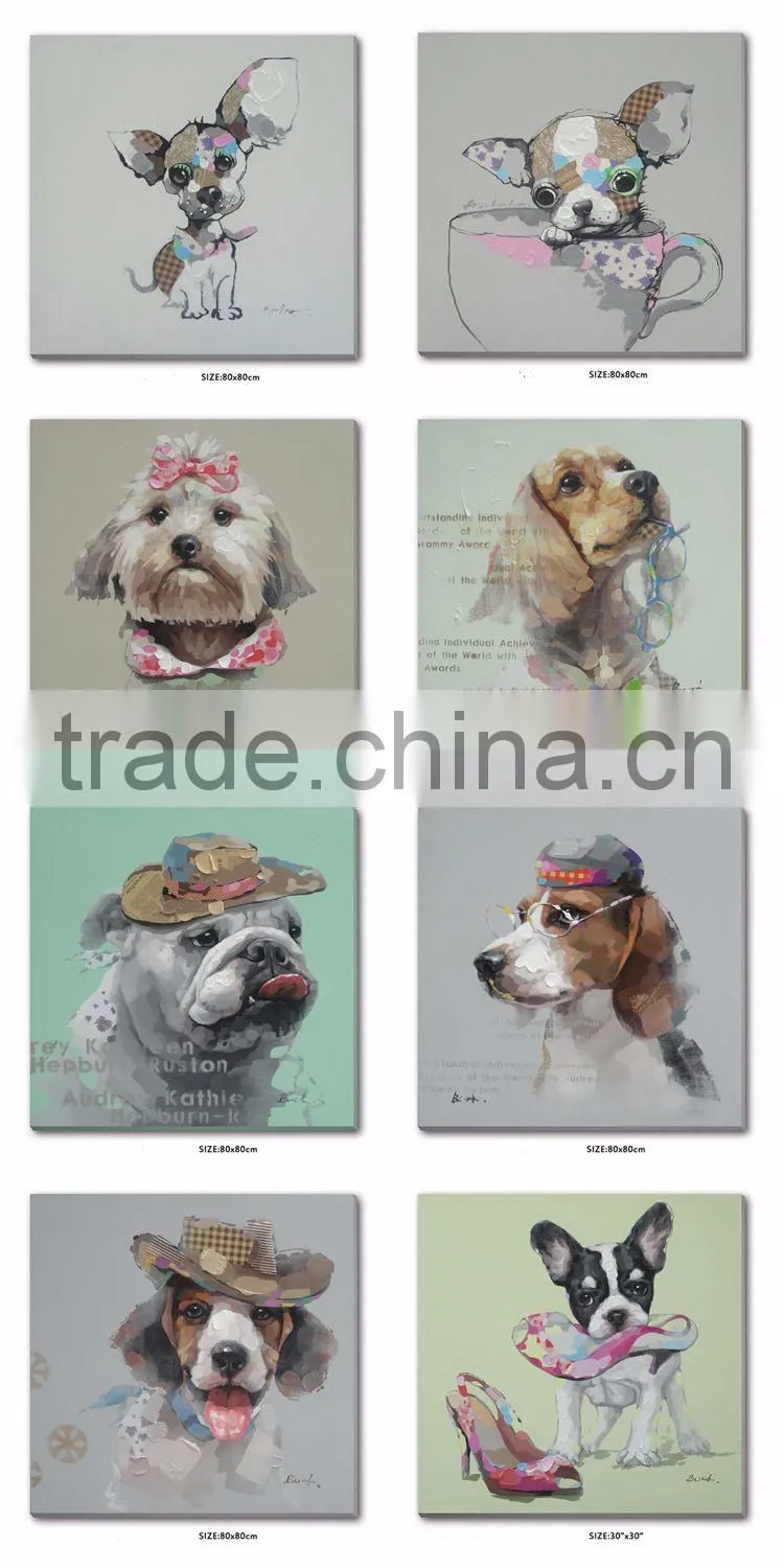 Pop Wall Art Girl With Cute Dog Oil Painting
