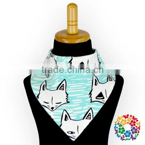 wholesale cartoon animal print bandana bibs, baby bandana drool bib with snap