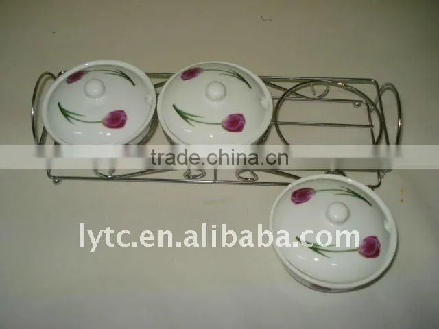 ceramic salt jar with stainless steel stand