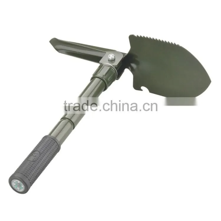 Foldable shovel 4 in 1 shovel with saw bottle opener and compass