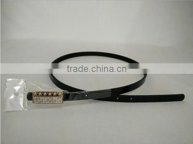 Wholesale colourful rhinestone paved alloy buckle sex women lady thin PU waist belt