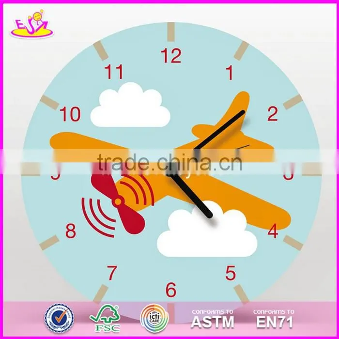 2017 New design cartoon wall decoration wooden kids room clock for sale W09D024