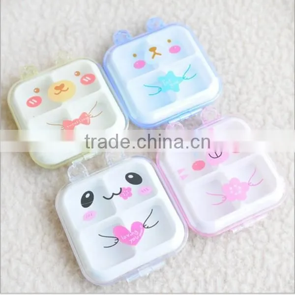 custom promotional 4 compartment plastic pocket pill box,custom cartoon plastic pill box,custom plastic pill box supplier