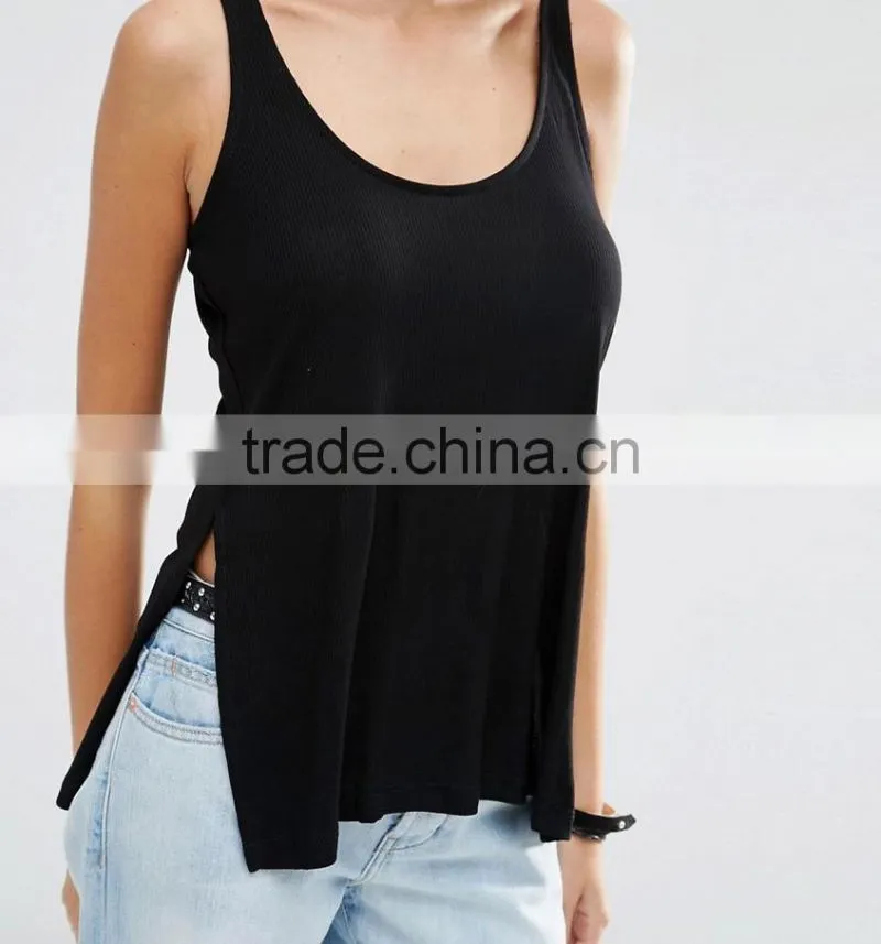 Sports Fit Singlet Women's Tank Tops With Side Split
