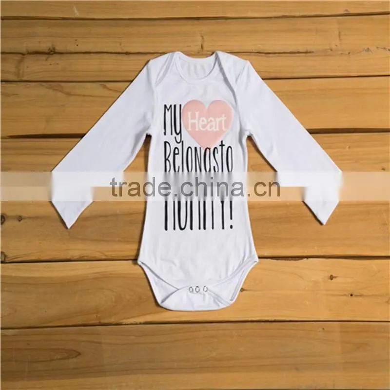 Wholesale Cotton Organic Onesie Plain White Long Sleeves Baby Romper