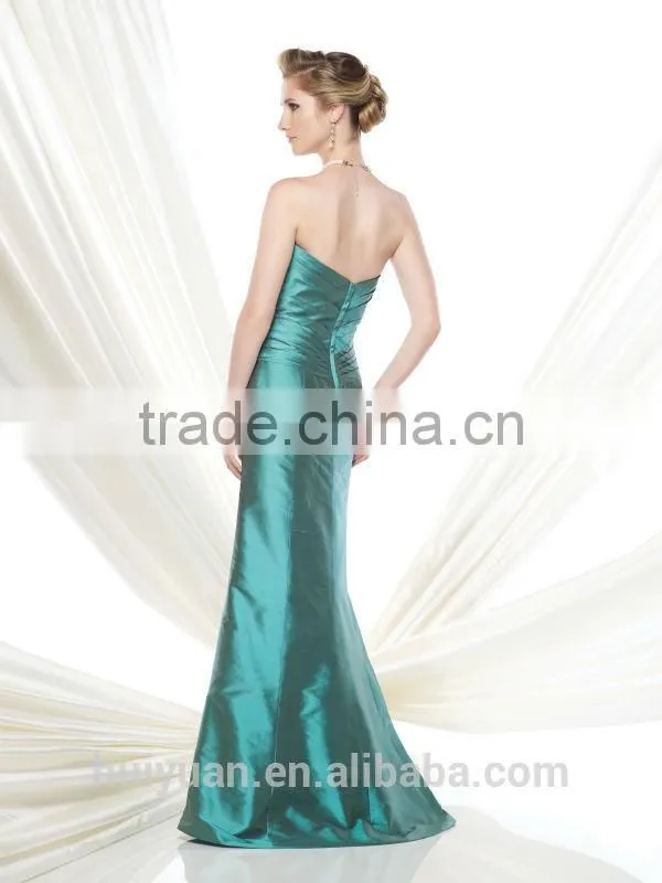 newest satin beaded sleeveless mother bridal party dress