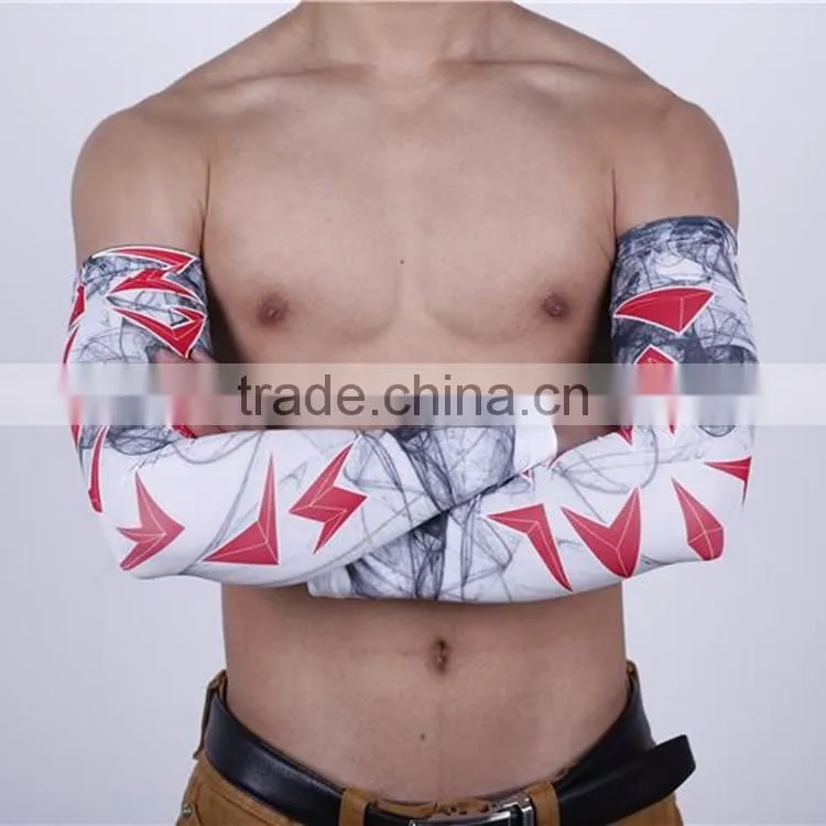 Custom elastic lycra sublimation slimming arm sleeves with UV Sun Protection