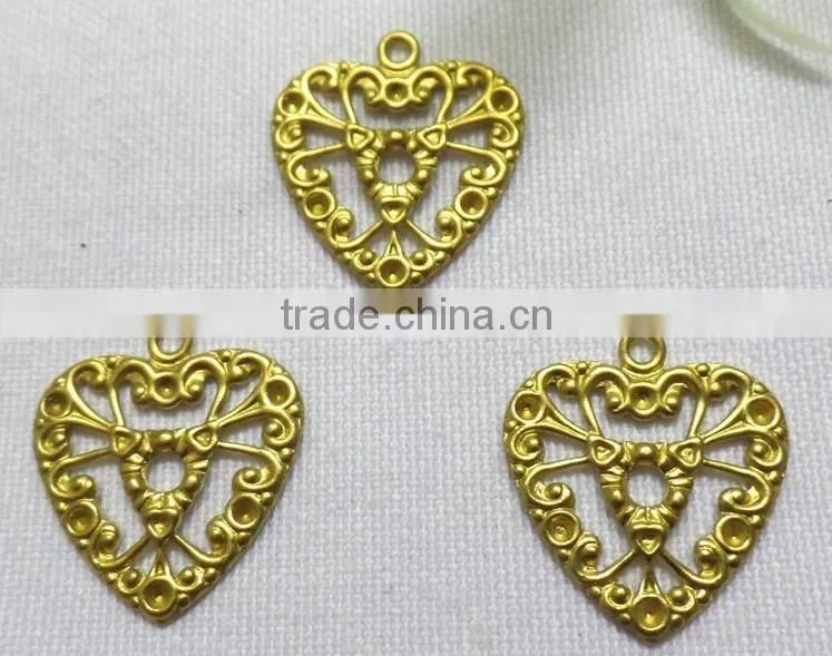 DIY hollow heart charm jewelry accessories brass heart charm shoe bag hair accessories