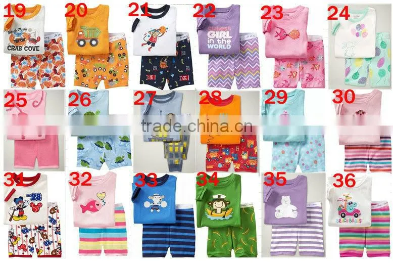 girls pink cute fish pattern pajamas sets baby cotton short sleeve sleep wear summer pyjamas