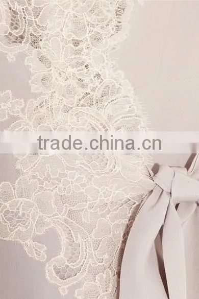 2017 new arrival ladies luxury silk satin long robe, weedning gift robe, lace-trimmed silk-satin robe
