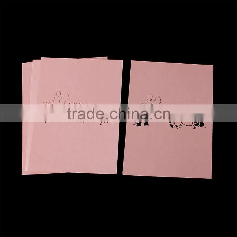 Paper Wedding Party Name Place Cards Heart Bride and Groom Hollow Pink Glitter